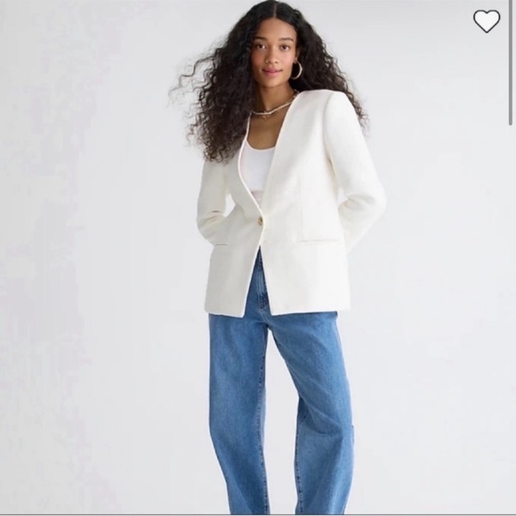 J. Crew Collection Alfie Collarless Blazer Cotton Blend Bouclé New with Tag! - Picture 3 of 11